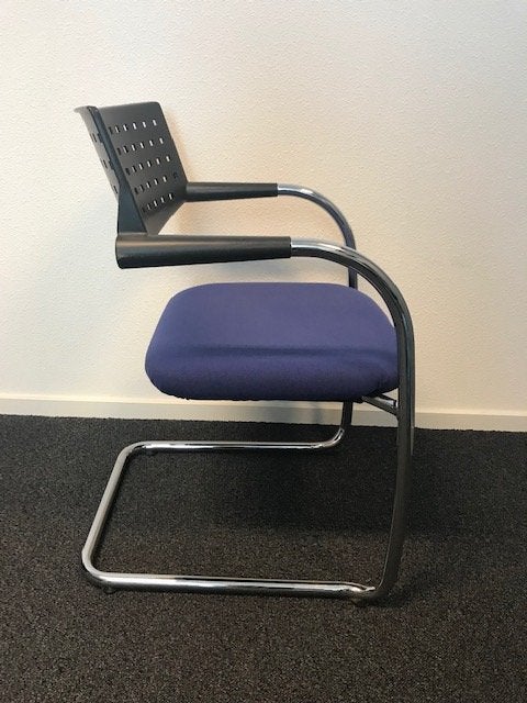 Vergaderstoelen Vitra Visavis by Antonio Citterio chroom, Niet ingevuld, Gebruikt, Blauw, Niet ingevuld