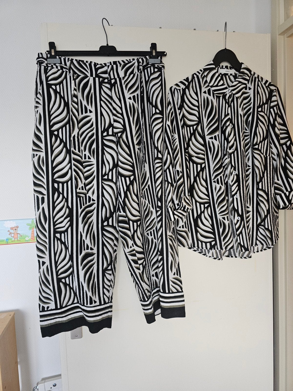 ZGAN Bonita culotte en blouse set - Zwart/Wit/Groen, Zwart, Maat 42/44 (L), Bonita, Ophalen of Verzenden
