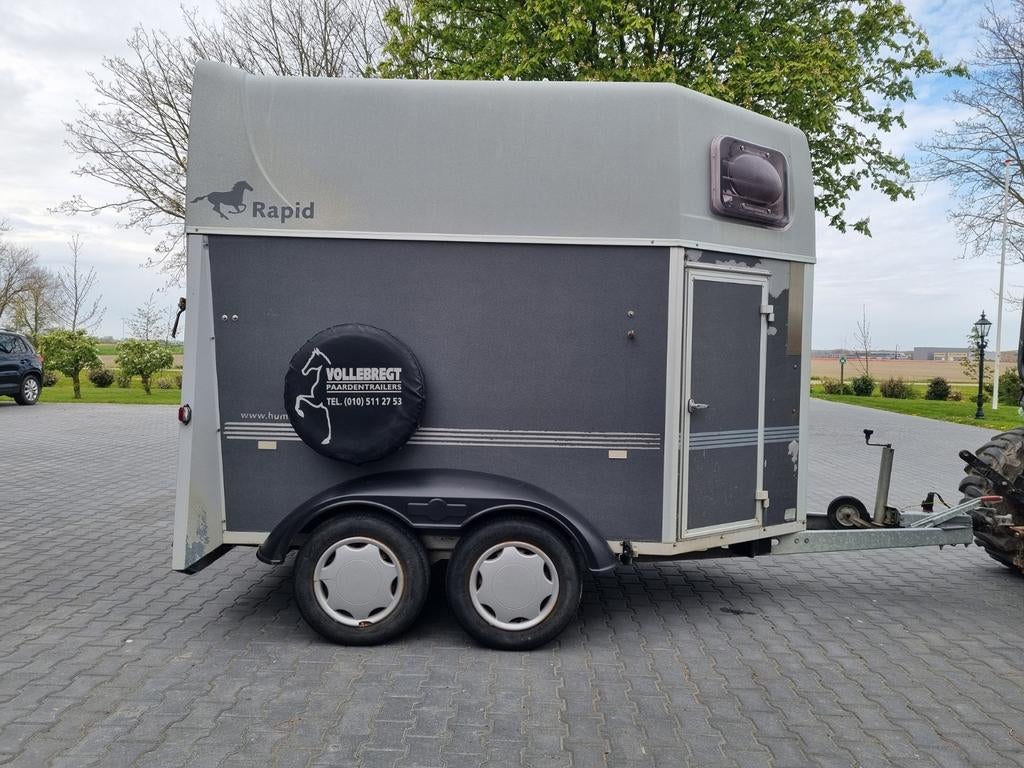 Nette HUMBAUR RAPID 2 PAARDS TRAILER MET ZADELKAMER., Ophalen, Gebruikt, Hout, Overige typen