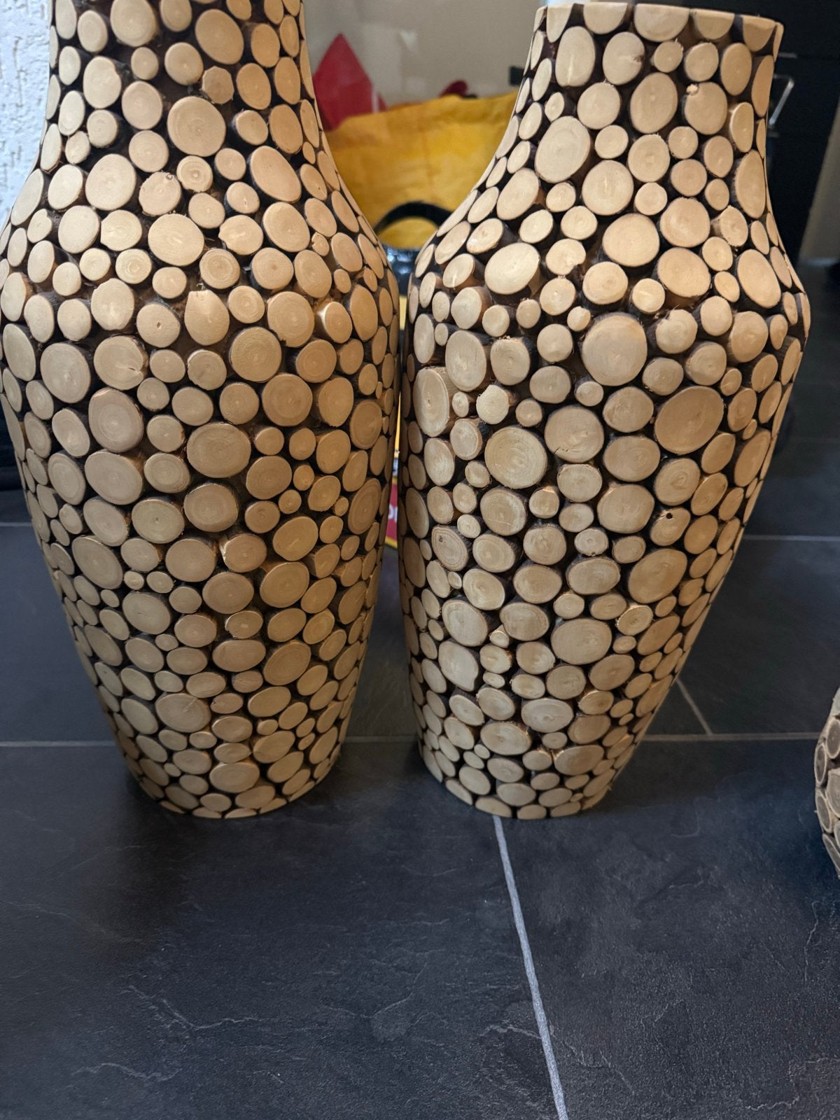 Decoratieve vazen en potten van houtschijfjes, Ophalen, Zo goed als nieuw, Overige kleuren, Overige materialen