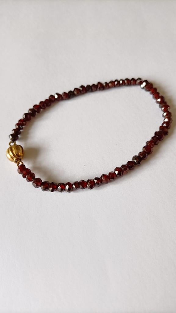 Oude armband Granaat met gouden Slot, 14 krt, Sieraden, Tassen en Uiterlijk, Antieke sieraden, Verzenden, Goud, Armband, Met edelsteen