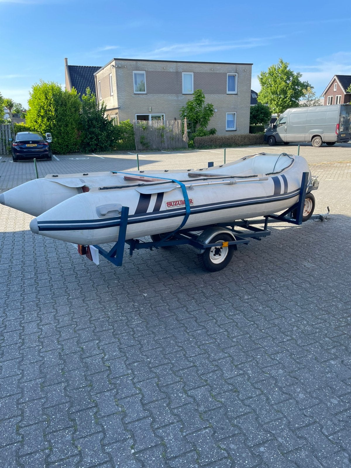 Suzumar rubberboot goede staat met 8 pk mariner en trailer, Ophalen, Zo goed als nieuw, Buitenboordmotor