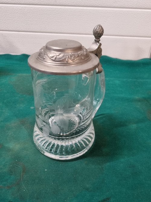 bierpul glas en tinnen deksel gelsepen bramen, Verzamelen, Ophalen of Verzenden, 'T Olde Gre-j, Info@toldegrej.nl, Endepoelstraat 20f Didam