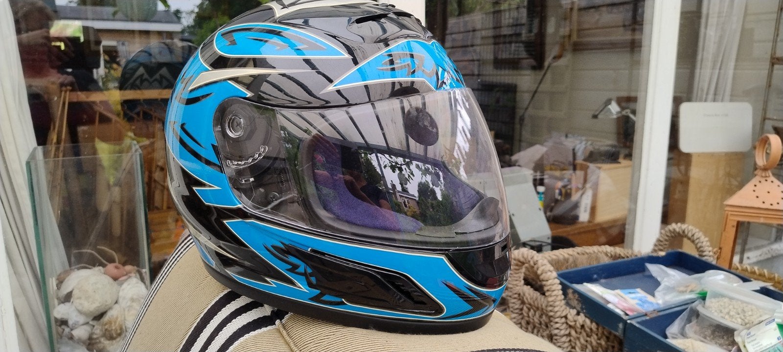 Motorhelm integraalhelm maat l/M blauw/zwart, Ophalen of Verzenden