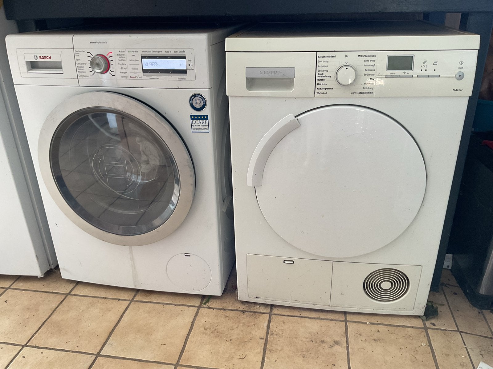 Siemens droger en Bosch wasmachine, Ophalen, 6 tot 8 kg, Gebruikt, Overige typen