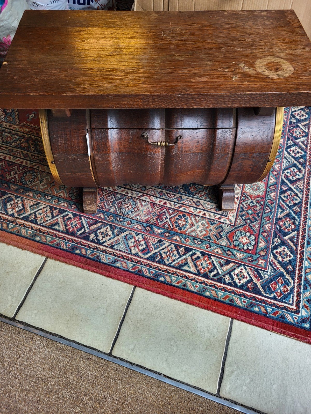 Vintage houten salontafel in vatvorm, Ophalen of Verzenden