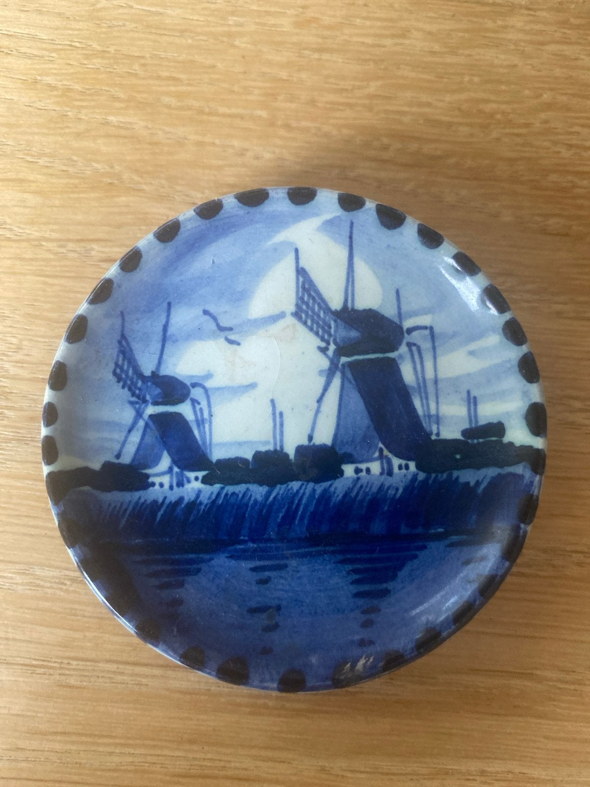 Delfts Blauw Miniatuur Wandbordje - Molenlandschap, Ophalen of Verzenden
