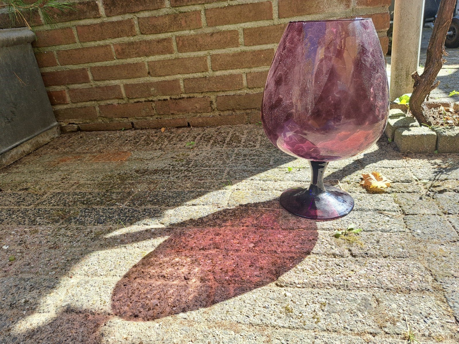 Grote paarse cognacglas vaas, Ophalen of Verzenden