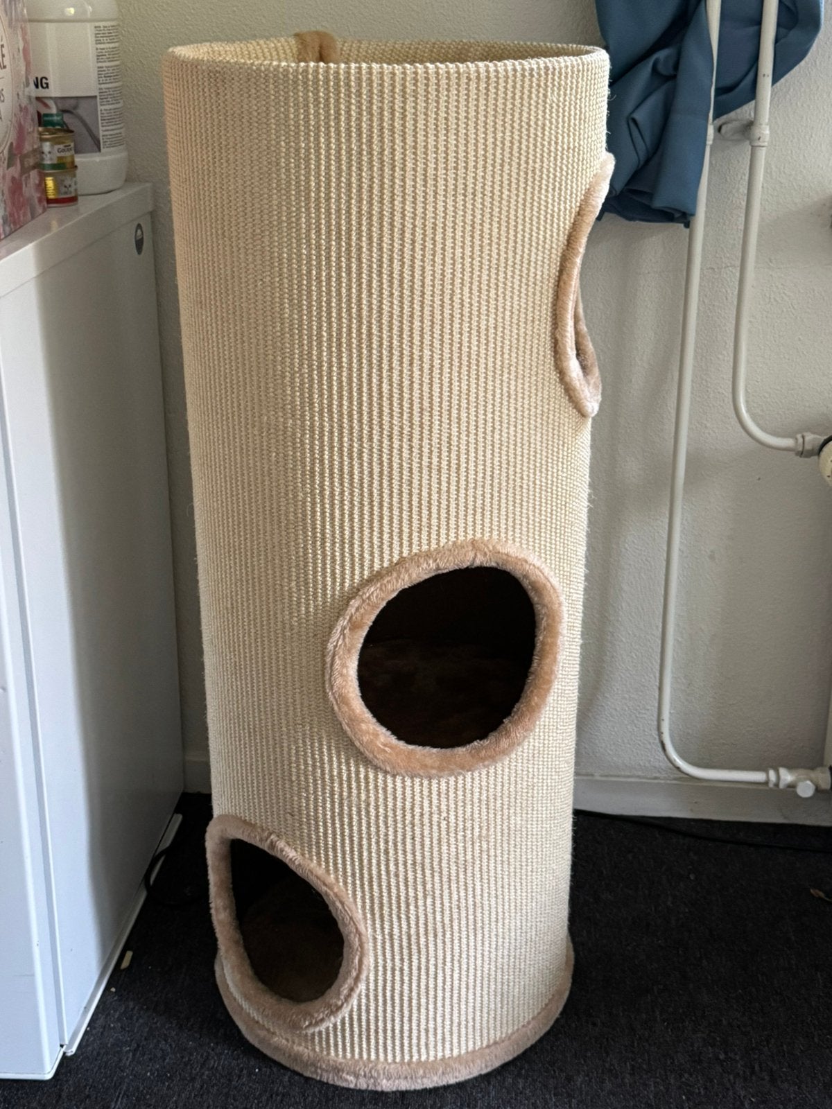 Krabpaal, 3 niveaus, 103 cm, beige, Ophalen, Zo goed als nieuw, Krabmeubel-onderdelen