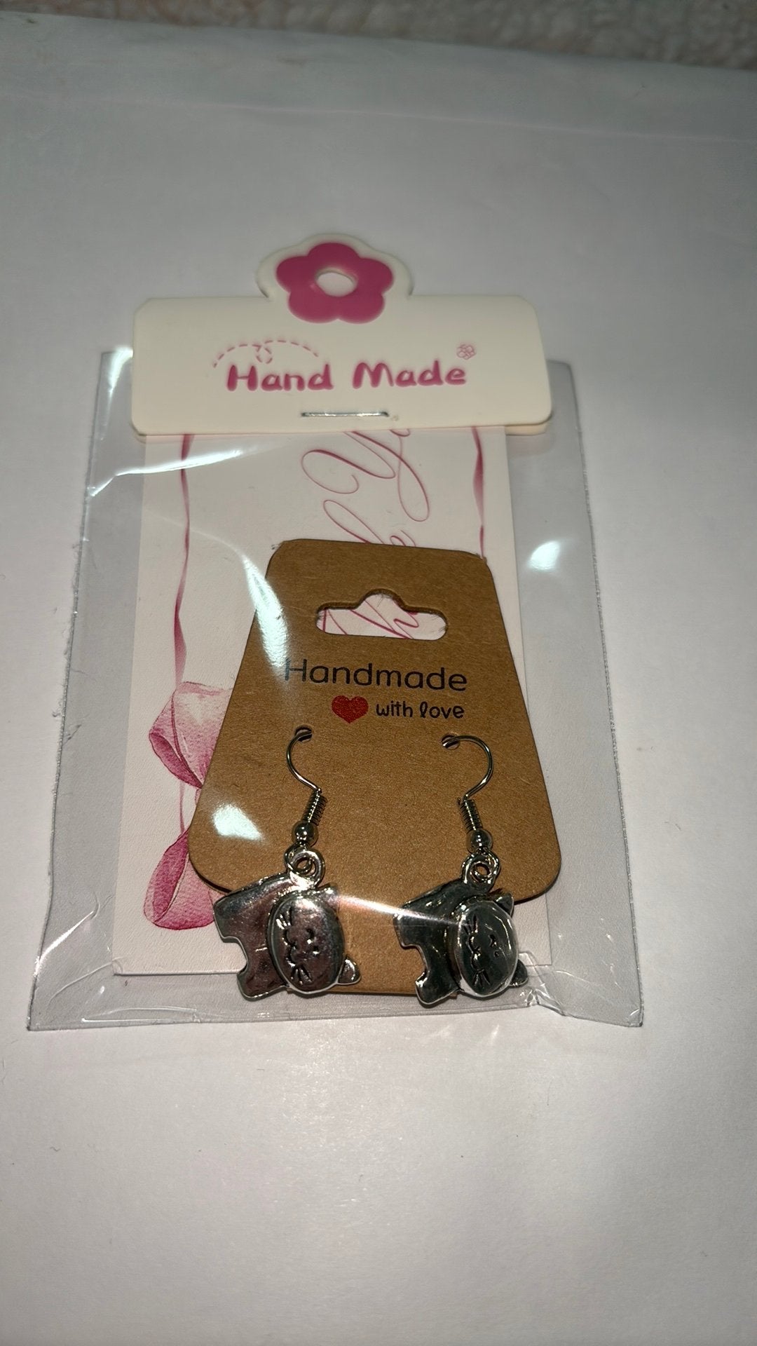 Oorbellen kat zilver, Overige materialen, Hangers, Nieuw, Ophalen of Verzenden