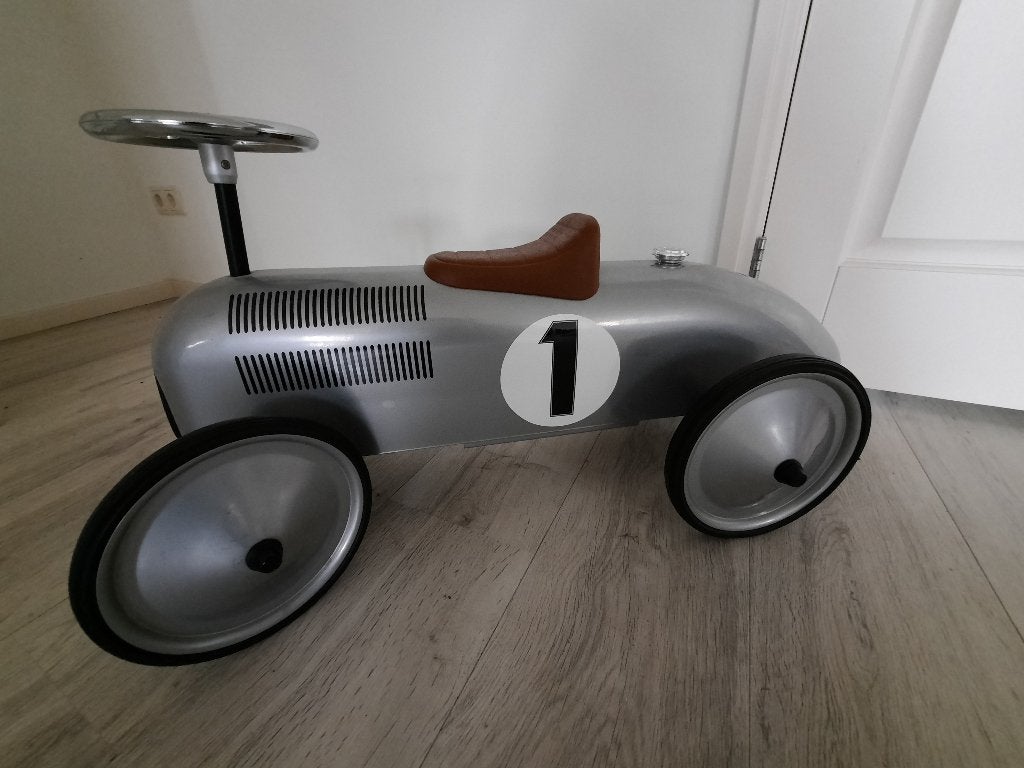 Racing Team - Metalen loopauto zilvergrijs, Ophalen