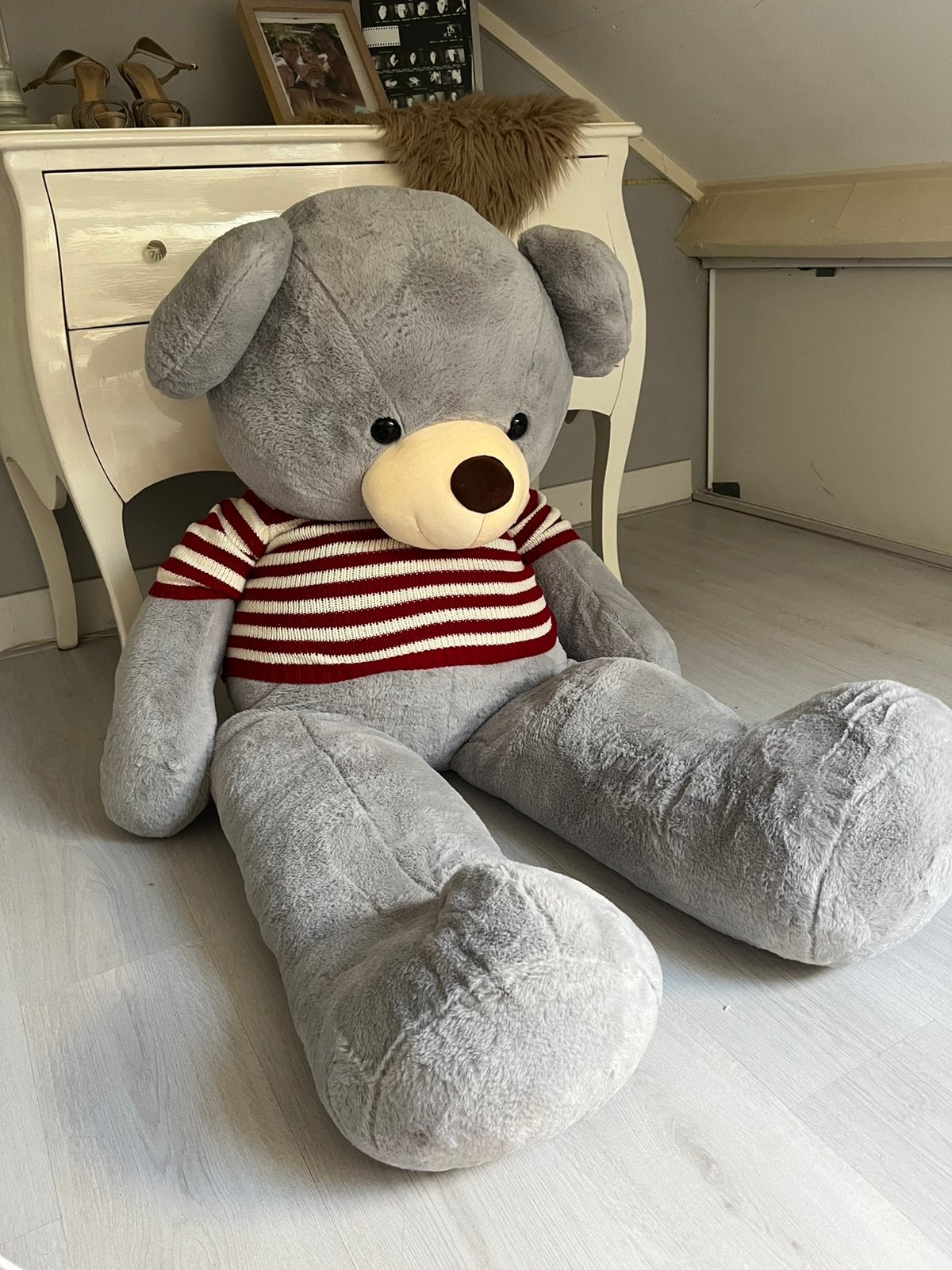 Reuze teddy beer grijs, Ophalen, Zo goed als nieuw, Beer