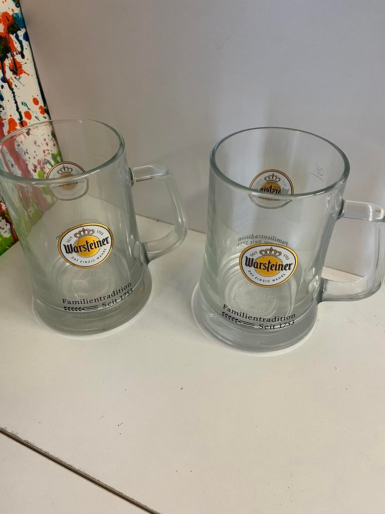 Warsteiner bierglazen set van 2 pullen, Ophalen of Verzenden, Nieuw, Glas of Glazen, Overige merken