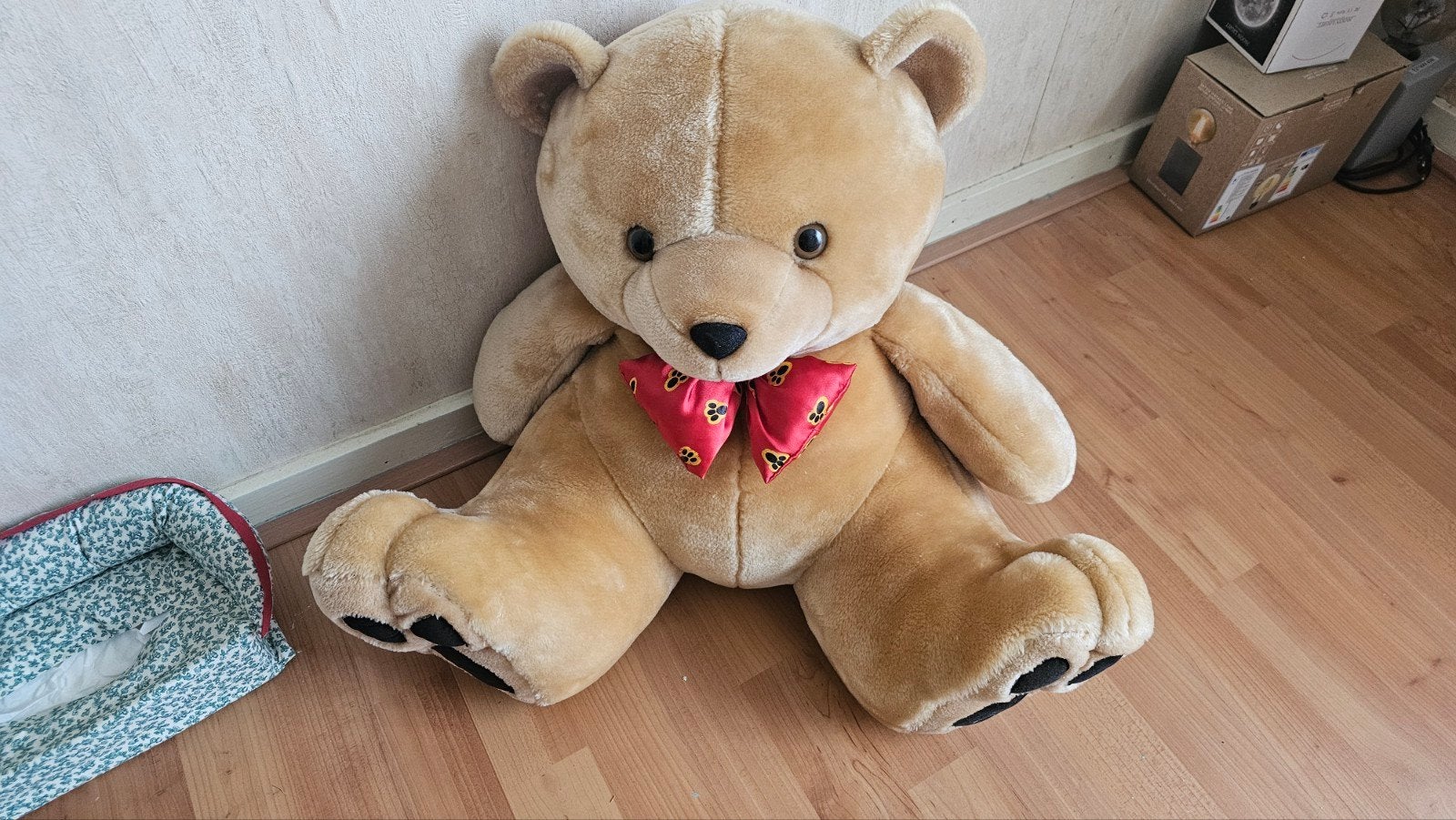 Nieuwe Teddybeer met rode strik - Perfect cadeau!, Beer, Nieuw, Ophalen of Verzenden, Met kleding of accessoire