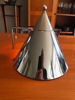 ALESSI  Il Conico 90017 waterketel. Aldo Rossi, Theepot/fluitketel, Gebruikt, Zilver, Ophalen of Verzenden