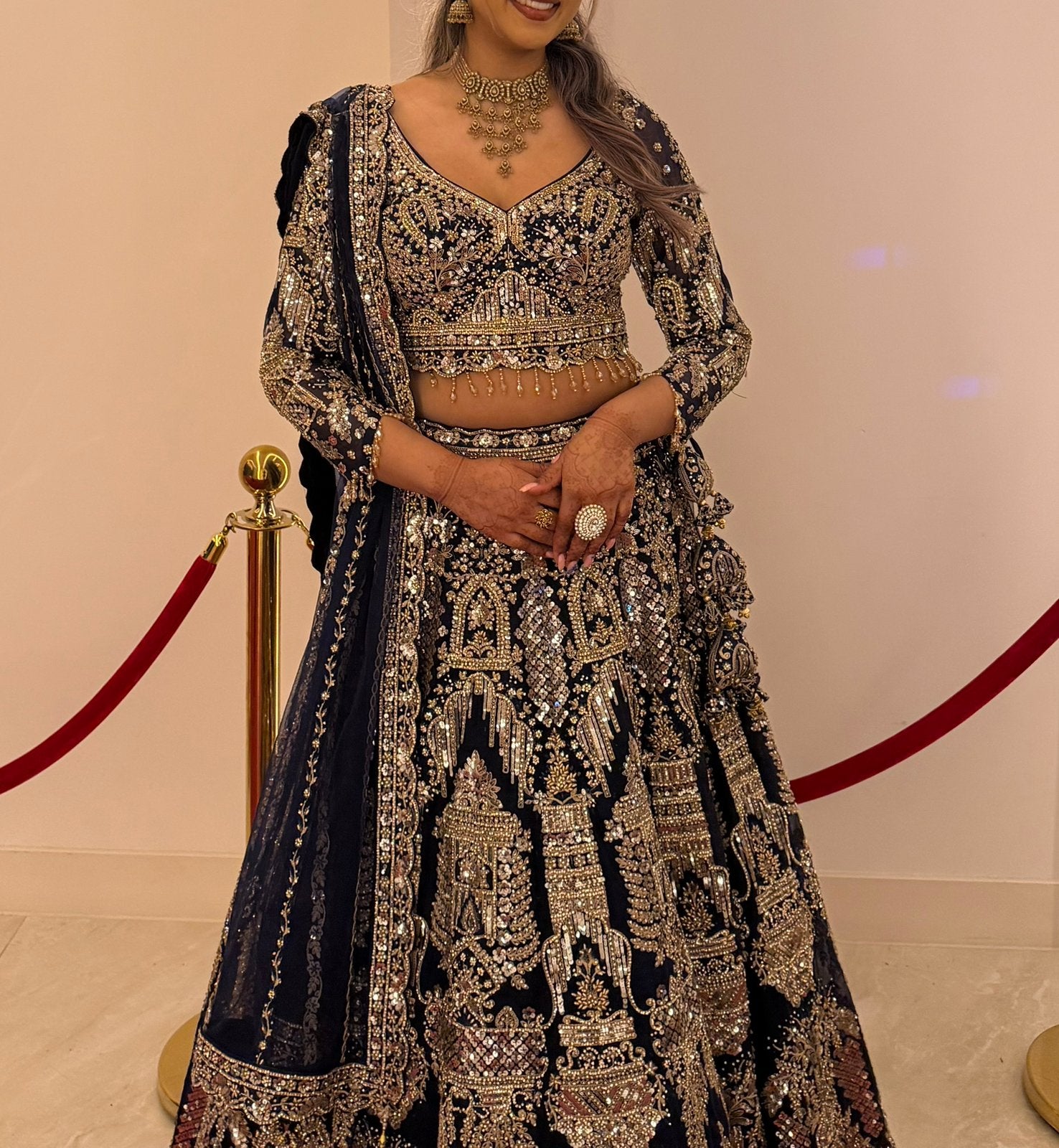 Indiase Lehenga, Kleding | Dames, Gelegenheidskleding, Overige typen, Blauw, Maat 42/44 (L), Ophalen of Verzenden
