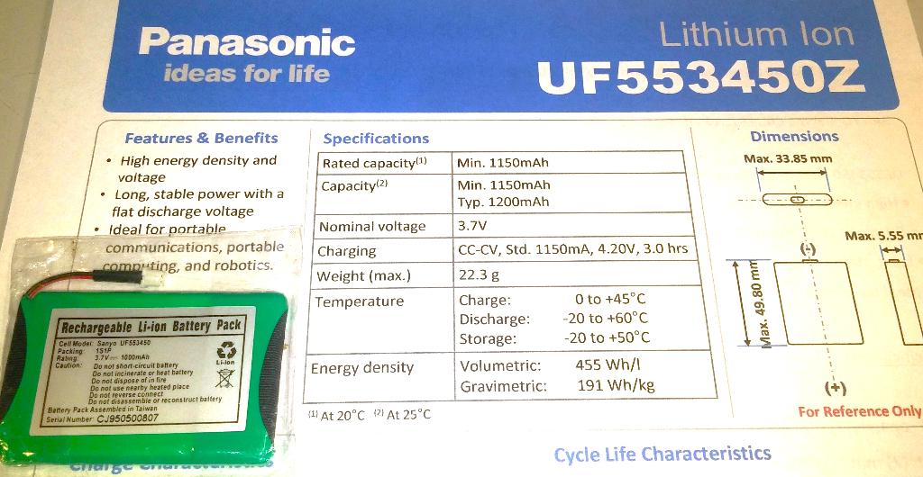Sanyo UF553450 LIPO Lithium Li-ion 3.7V 1000mA Accu Batterij, Ophalen of Verzenden, Nieuw, Oplaadbaar
