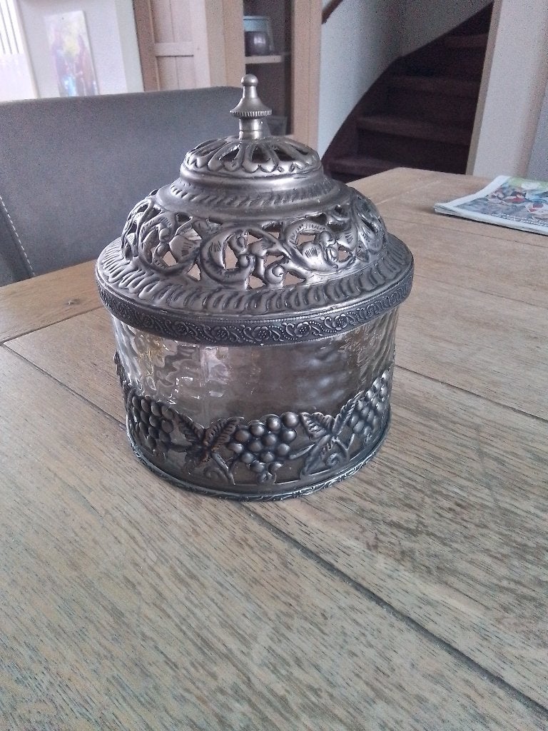 Glazen voorraad pot, Ophalen of Verzenden, Gebruikt, Rond, Glas