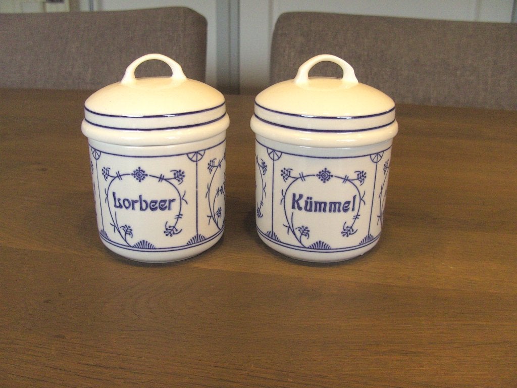 Voorraadpotten Jäger motief Blauw Saks, Huis en Inrichting, Overige typen, Ophalen of Verzenden, Zo goed als nieuw, Overige stijlen