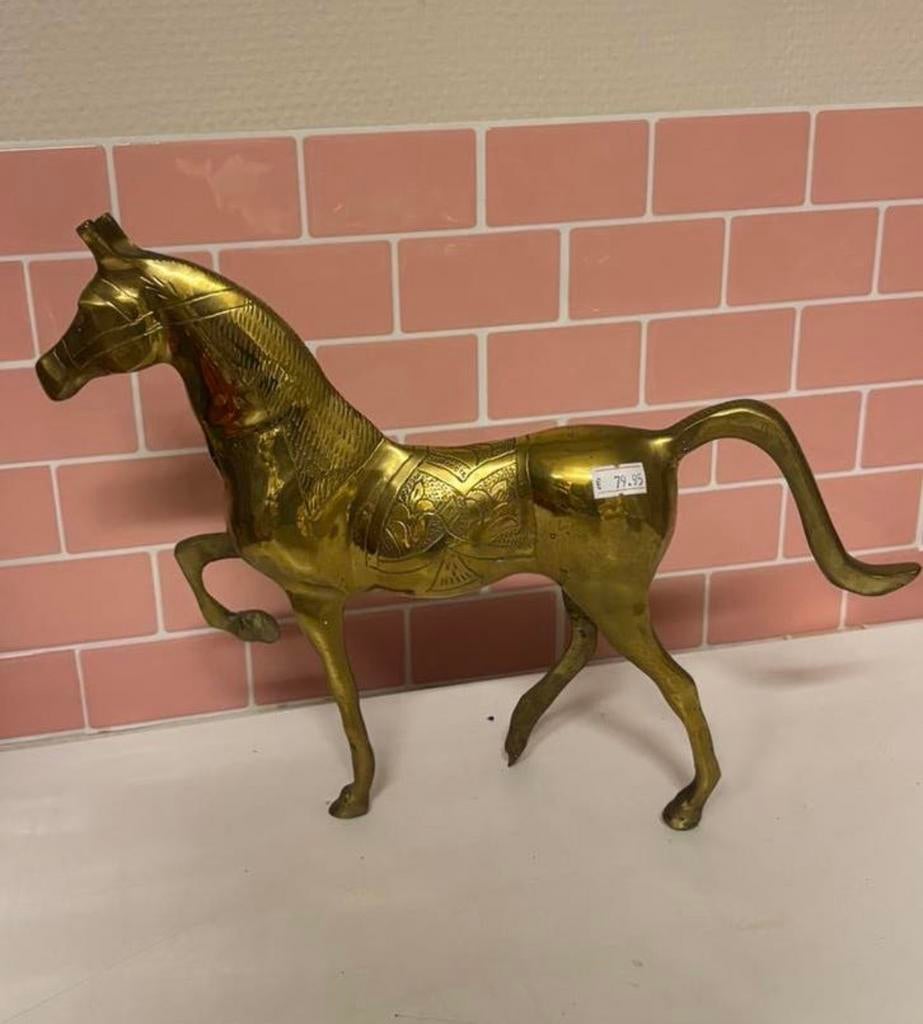 Vintage Messing Paard - Decoratief Beeldje, Antiek en Kunst, Ophalen of Verzenden, Koper