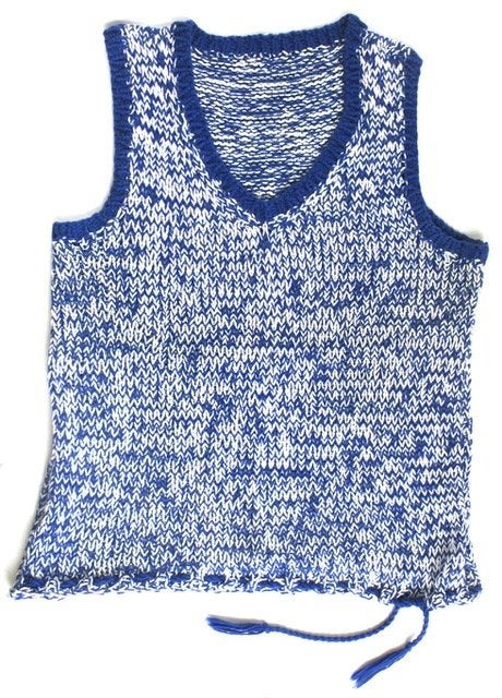 Top Maat XS Mouwloos Handwerk Breikatoen Als nieuw, Blauw, Ophalen of Verzenden, Zo goed als nieuw, Zonder mouw