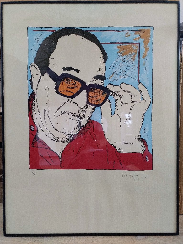 Portret Sjef van Oekel (ingelijst, gesigneerd Marcello+Els), Ophalen