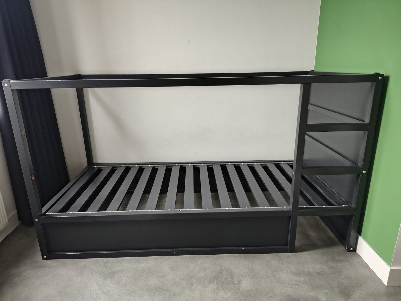 Ikea halfhoogslaper met lattenbodem en opbergruimte, Ophalen, Gebruikt, 90 cm, Eenpersoons