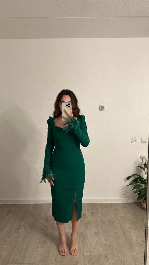 Groene avondjurk, Kleding | Dames, Gelegenheidskleding, Maat 38/40 (M), Galajurk, Nieuw, Ophalen of Verzenden