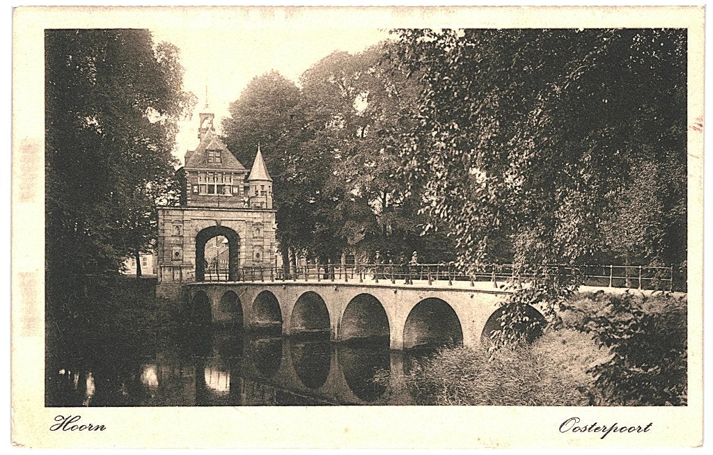 700163 Hoorn Oosterpoort 1918 Gelopen met postzegel, Ophalen of Verzenden, Voor 1920, Gelopen, Noord-Holland