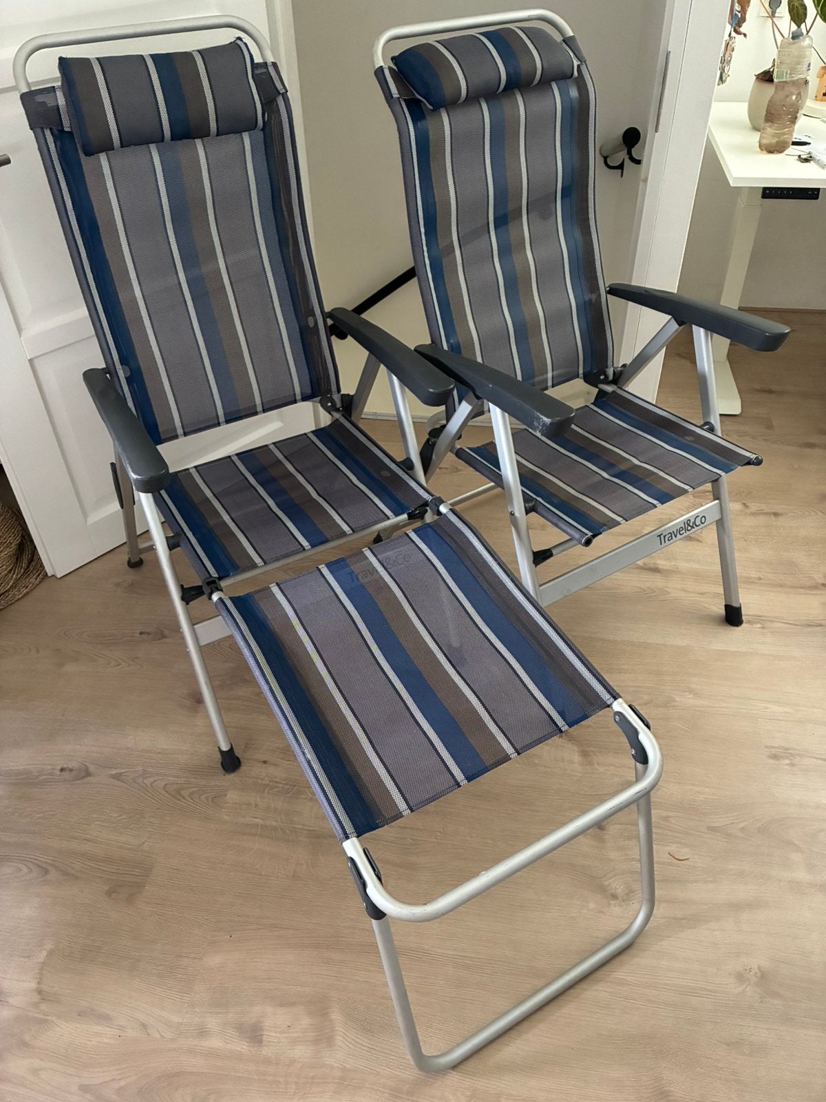 2 campingstoelen travel&co goede staat, Caravans en Kamperen, Ophalen, Zo goed als nieuw, Campingstoel