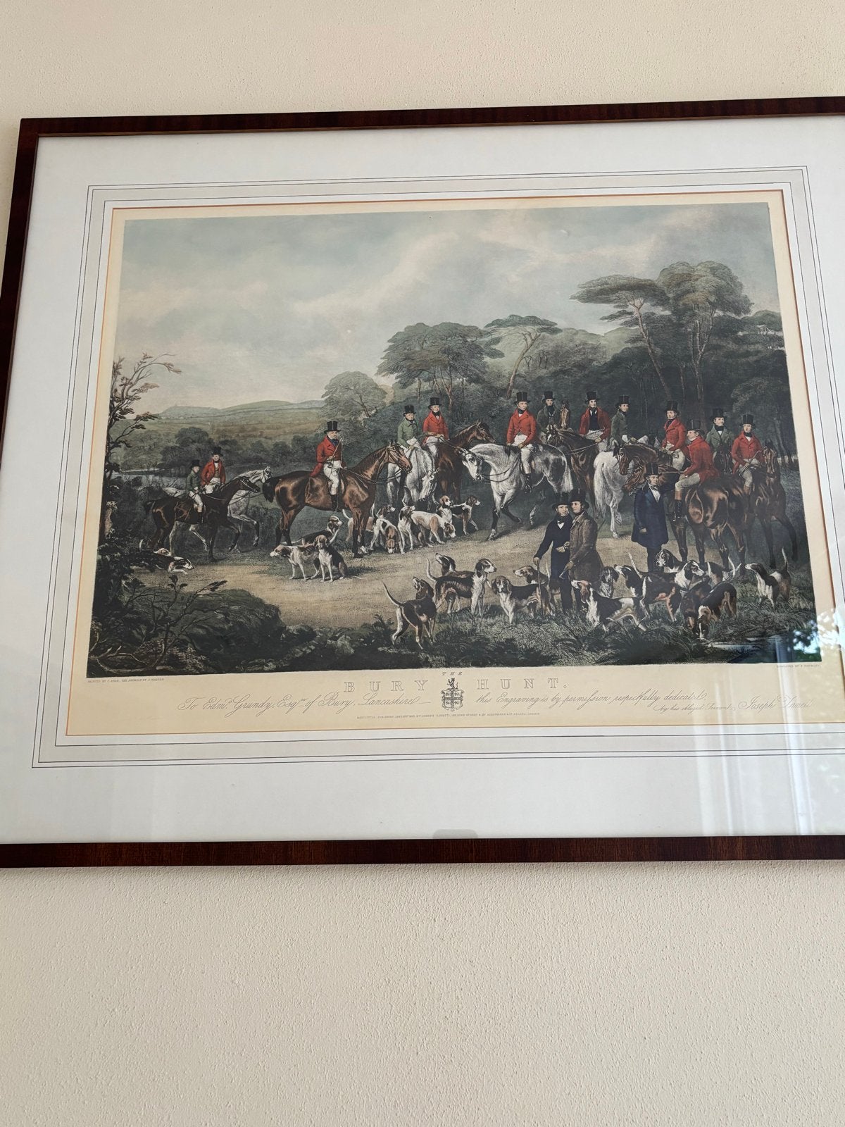 Schilderij Jachttafereel 'Bury Hunt' in lijst 90 x 76 cm, Ophalen