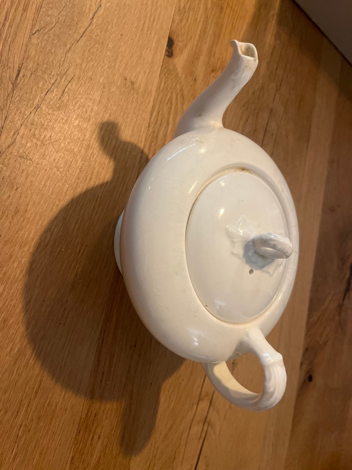 Antieke Empire England theepot, wit, craquelé, Ophalen
