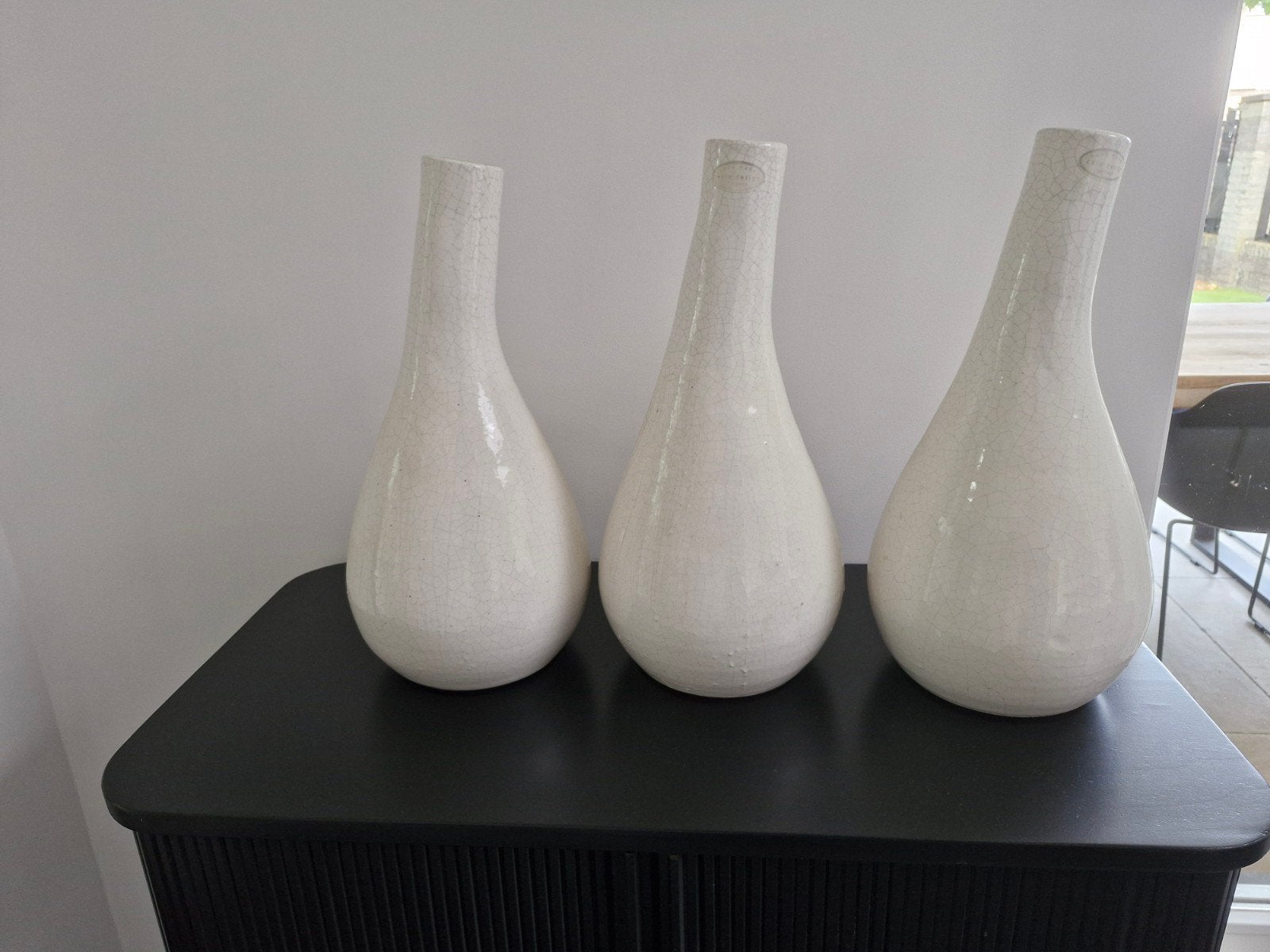 Set van 3 Witte Craquelé Vazen - Handgemaakt Portugal, Ophalen