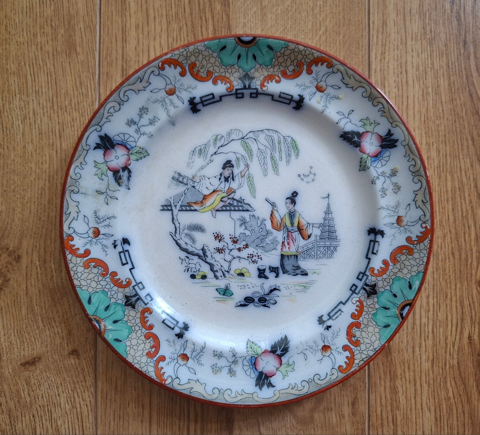 Antiek P. Regout Maastricht Timor bord, Ø 24 cm, Antiek en Kunst, Antiek | Servies los, Ophalen of Verzenden