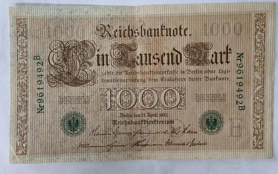 Duitsland 1000 mark 1910, Postzegels en Munten, Bankbiljetten | Europa | Niet-Eurobiljetten, Ophalen of Verzenden, Duitsland, Los biljet