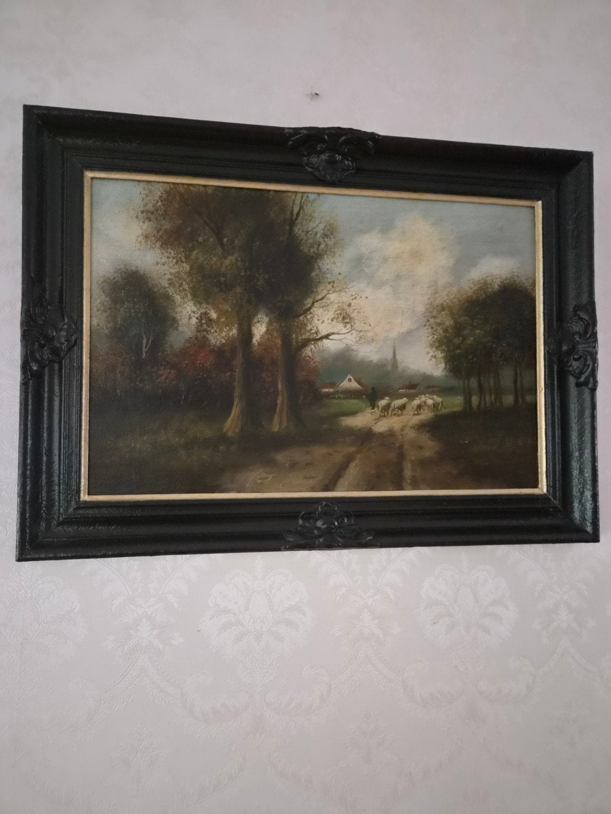 Oud Hollands Landschap met Herder en Schapen, Antiek en Kunst, Ophalen of Verzenden
