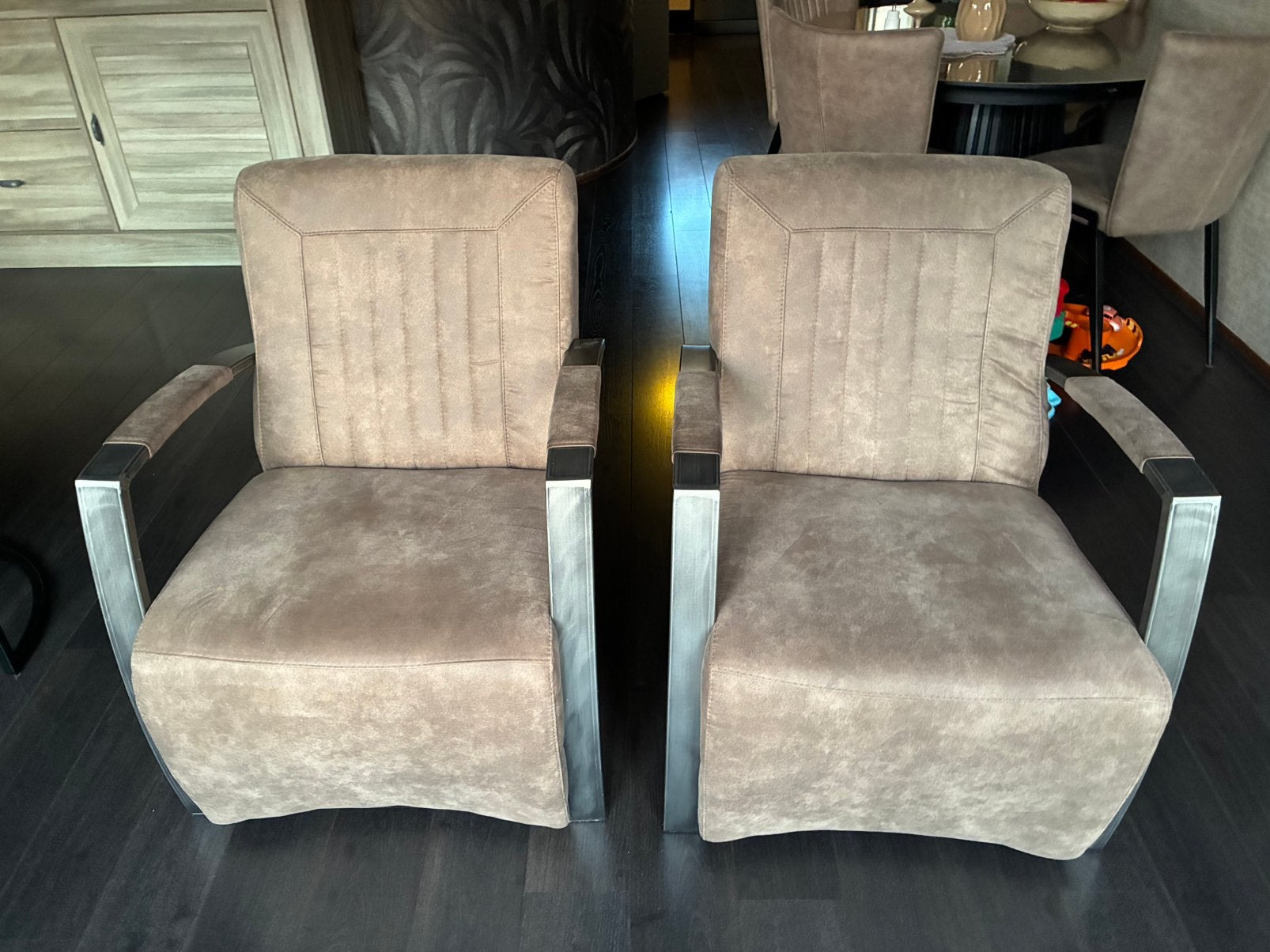 Industriële stoelen, Huis en Inrichting, Ophalen, Minder dan 75 cm, Leer, Zo goed als nieuw
