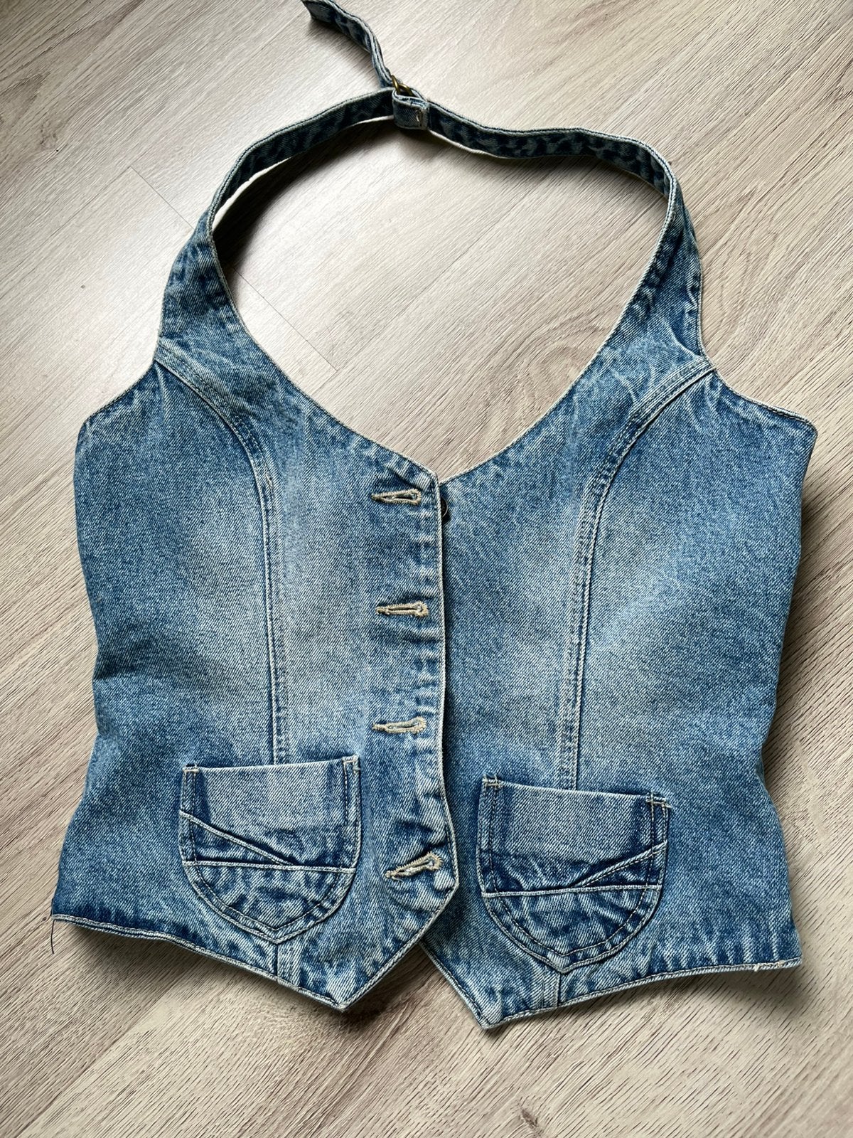 Spijker haltertop / gilet, Kleding | Dames, Maat 38/40 (M), Blauw, Ophalen of Verzenden, Zo goed als nieuw