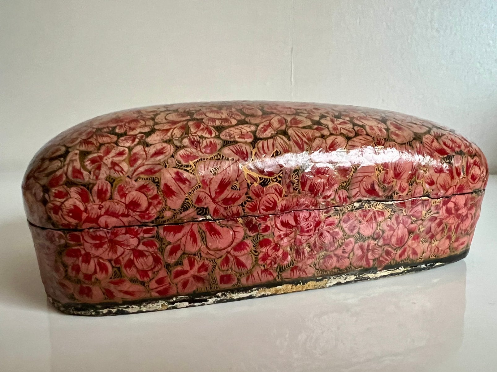 Vintage Oosterse Lakdoos Oud Roze Sierradendoos 60’s, Antiek en Kunst, Kunst | Niet-Westerse kunst, Ophalen of Verzenden