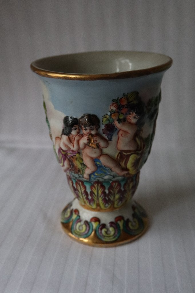 Antiek Spaanse Art Deco Capodimonte stijl vaas c 1930, Antiek en Kunst, Ophalen of Verzenden
