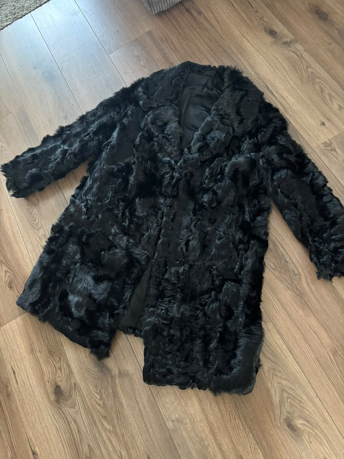 Exclusieve Vintage Jas van Echt Bont – Diepzwart/Lengte 90cm, Ophalen of Verzenden, Zo goed als nieuw, Zwart