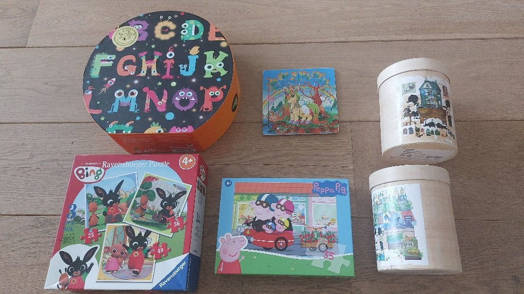 6 Puzzels – Bing, Unicorn, Peppa Pig, Jip en Janneke, Ophalen of Verzenden, 10 tot 50 stukjes, Zo goed als nieuw, 2 tot 4 jaar