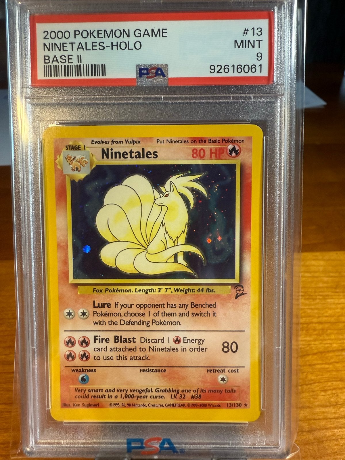 Ninetales #13 - Base 2 (2000) - PSA 9, Ophalen of Verzenden, Zo goed als nieuw, Losse kaart, Foil