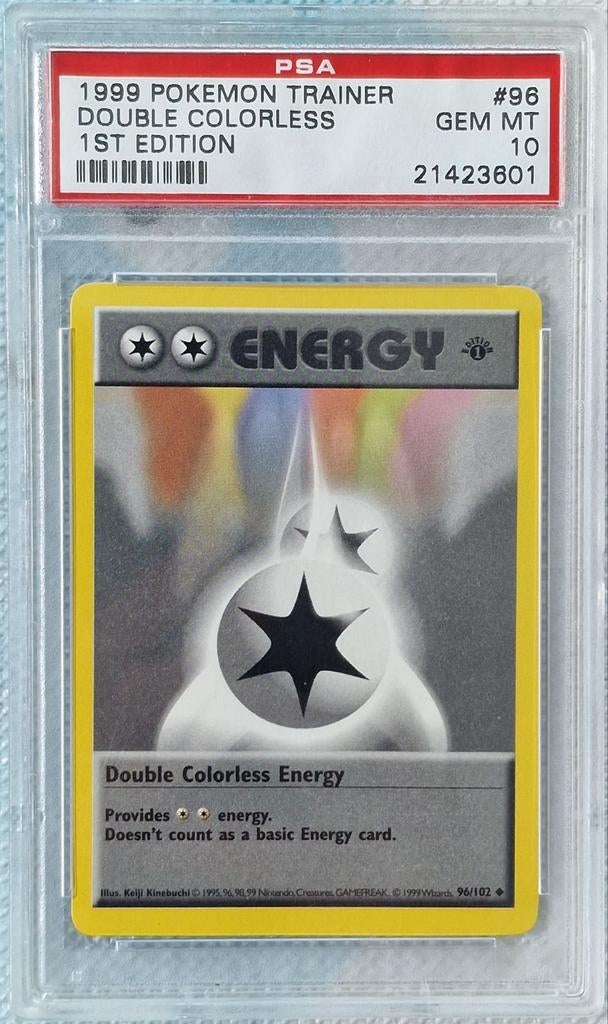 Double colorless energy 1st edition Psa 10 base set, Ophalen of Verzenden