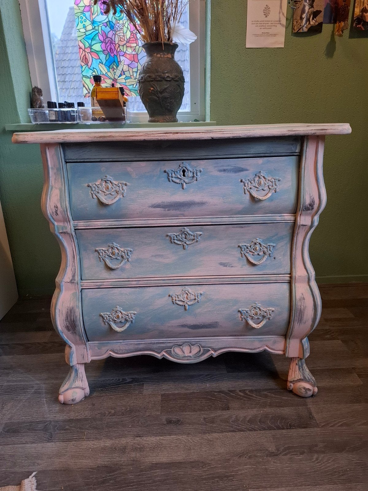 Antieke brocante ladekast – vintage commode, landelijke kast, Ophalen