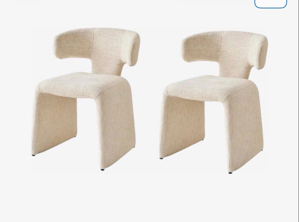 Set van 6 Gestoffeerde eetkamerstoelen - Beige, Overige kleuren, Nieuw, Ophalen of Verzenden, Stof