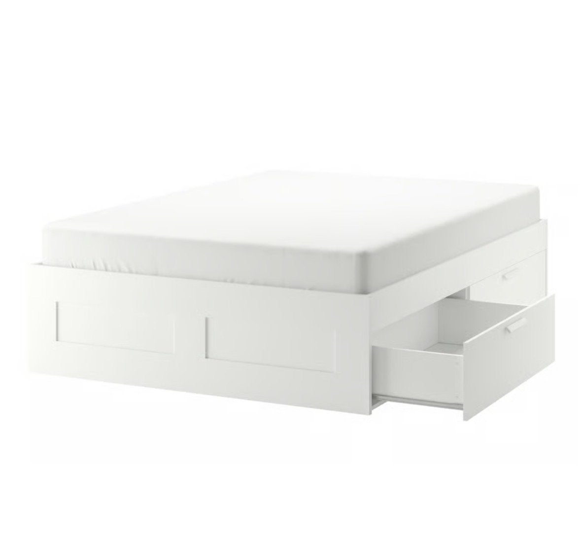 IKEA MALM bedframe wit met lades 140x200 cm, Ophalen, Gebruikt, Wit, Tweepersoons