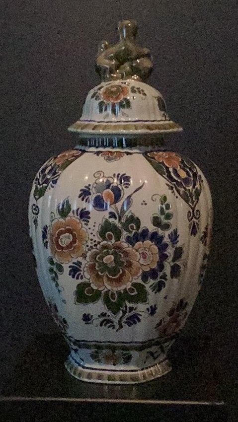 Dekselvaas Delfts Polychroom - Hollands Handwerk - 35 cm, Antiek en Kunst, Antiek | Vazen, Ophalen