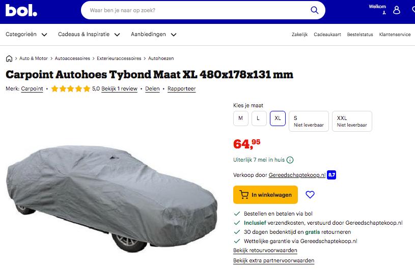 Auto beschermhoes Tybond maat: XL (Carpoint), Auto diversen, Ophalen of Verzenden, Zo goed als nieuw, Universeel