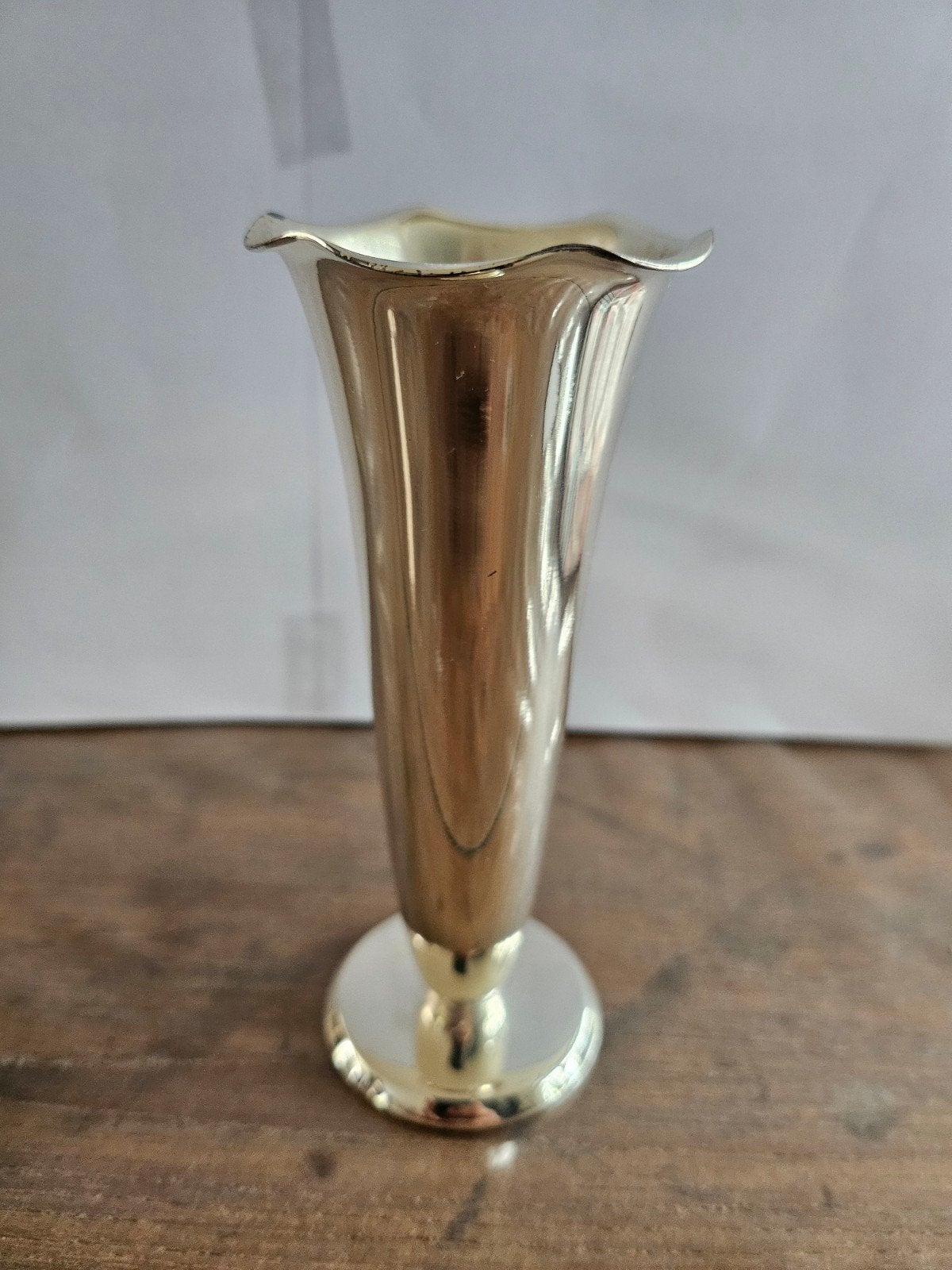 Zilverkleurige vaas met golvende rand, Ophalen of Verzenden
